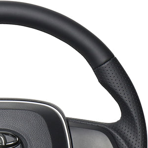 REAL PREMIUM SERIES SOFT D SHAPE NAPPA ALL LEATHER BLACK EURO STITCH STEERING WHEEL FOR TOYOTA COROLLA CROSS 10  TYAP-LPB