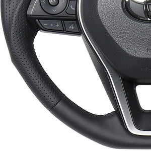 REAL PREMIUM SERIES SOFT D SHAPE NAPPA ALL LEATHER BLACK EURO STITCH STEERING WHEEL FOR DAIHATSU ALTIS 70  TYAP-LPB