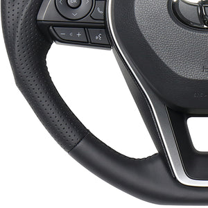 REAL PREMIUM SERIES SOFT D SHAPE NAPPA ALL LEATHER BLACK EURO STITCH STEERING WHEEL FOR TOYOTA COROLLA SPORT 210  TYAP-LPB