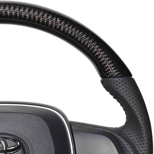 REAL ORIGINAL SERIES SOFT D SHAPE BLACK CARBON BLACK STITCH STEERING WHEEL FOR TOYOTA COROLLA TOURING 210  TYA-BKC