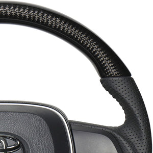 REAL ORIGINAL SERIES SOFT D SHAPE BLACK CARBON BLACK STITCH STEERING WHEEL FOR DAIHATSU ALTIS 70  TYA-BKC