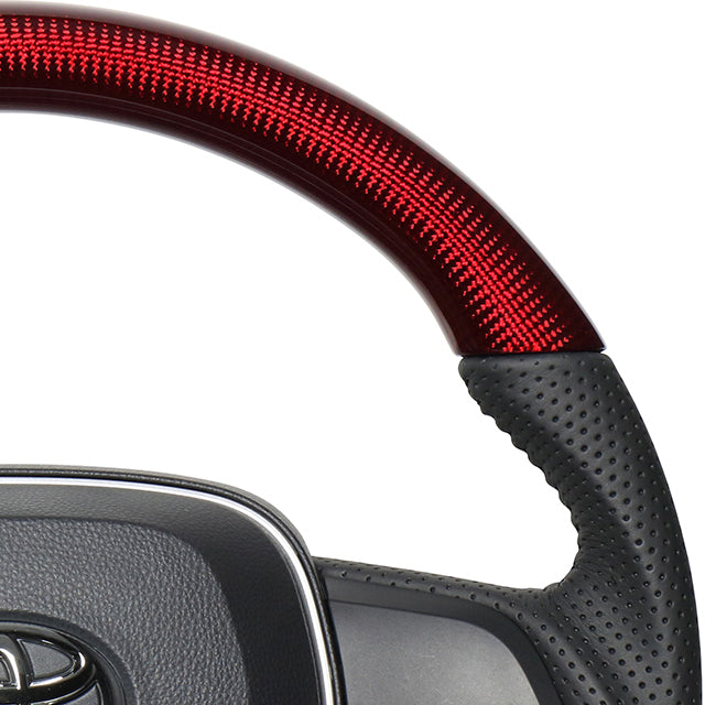 REAL ORIGINAL SERIES SOFT D SHAPE RED CARBON BLACK STITCH STEERING WHEEL FOR TOYOTA COROLLA CROSS 10  TYA-RDC