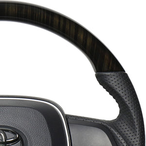 REAL ORIGINAL SERIES SOFT D SHAPE 55 BLACK WOOD BLACK STITCH STEERING WHEEL FOR TOYOTA COROLLA 210  TYA-55BKW