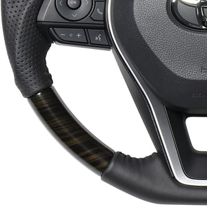 REAL ORIGINAL SERIES SOFT D SHAPE 55 BLACK WOOD BLACK STITCH STEERING WHEEL FOR TOYOTA COROLLA 210  TYA-55BKW