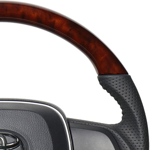 REAL ORIGINAL SERIES SOFT D SHAPE BROWN WOOD BLACK STITCH STEERING WHEEL FOR TOYOTA CROWN 220  TYA-BRW