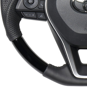 REAL ORIGINAL SERIES SOFT D SHAPE PIANO BLACK BLACK STITCH STEERING WHEEL FOR TOYOTA COROLLA SPORT 210  TYA-PBW