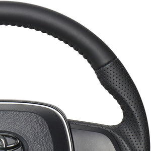 REAL ORIGINAL SERIES SOFT D SHAPE ALL LEATHER BLACK STITCH STEERING WHEEL FOR TOYOTA CAMRY 70  TYA-LPB