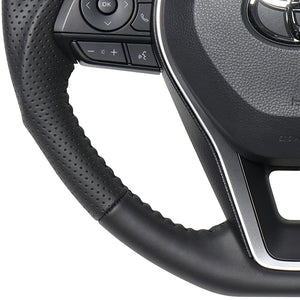 REAL ORIGINAL SERIES SOFT D SHAPE ALL LEATHER BLACK STITCH STEERING WHEEL FOR TOYOTA COROLLA 210  TYA-LPB