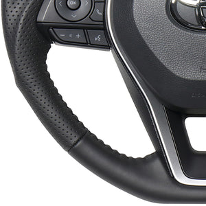 REAL ORIGINAL SERIES SOFT D SHAPE ALL LEATHER BLACK STITCH STEERING WHEEL FOR TOYOTA CAMRY 70  TYA-LPB