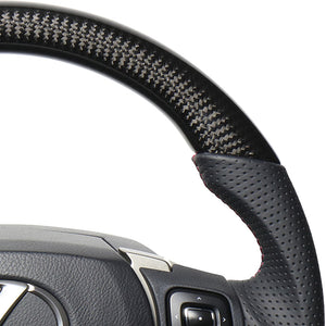 REAL LEXUS SERIES D SHAPE BLACK CARBON & DARK WINE LEATHER DARK WINE X BLACK EURO STITCH STEERING WHEEL FOR LEXUS IS 30 : KOUKI  LXB-BKC-DW