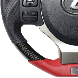 REAL LEXUS SERIES D SHAPE BLACK CARBON & DARK WINE LEATHER DARK WINE X BLACK EURO STITCH STEERING WHEEL FOR LEXUS RC 10 : KOUKI  LXB-BKC-DW