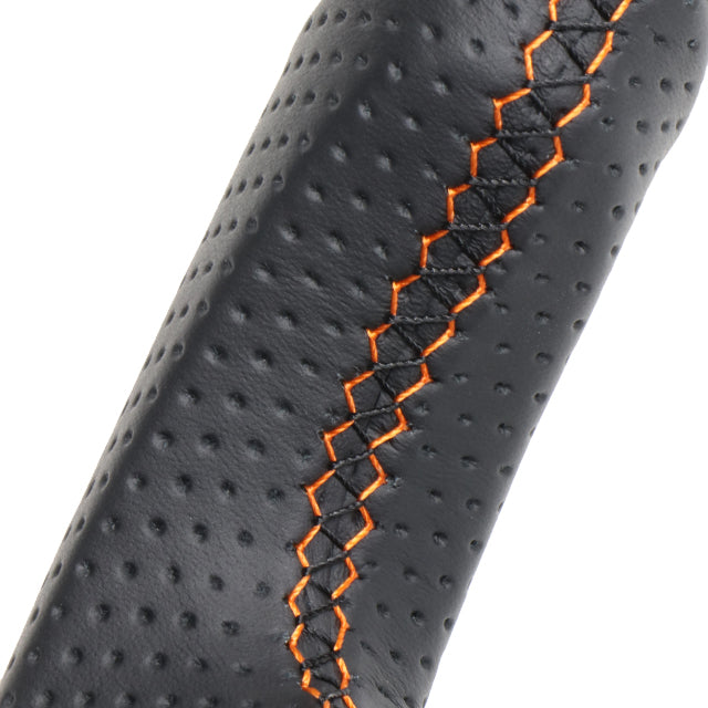 REAL LEXUS SERIES D SHAPE BLACK CARBON & ORANGE LEATHER ORANGE X BLACK EURO STITCH STEERING WHEEL FOR LEXUS IS 30 : KOUKI  LXB-BKC-OR