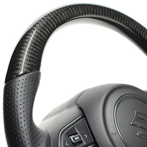 REAL ORIGINAL SERIES SOFT D SHAPE BLACK CARBON BLACK EURO STITCH STEERING WHEEL FOR SUZUKI SWIFT ZC13S ZC43S ZC53S ZD53S ZC83S ZD83S  SZA-BKC-BK