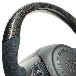 REAL ORIGINAL SERIES SOFT D SHAPE BLACK CARBON & BLACK ULTRA SUEDE BLACK EURO STITCH STEERING WHEEL FOR SUZUKI SWIFT SPORT ZC33S  SZA-BKC-ALC