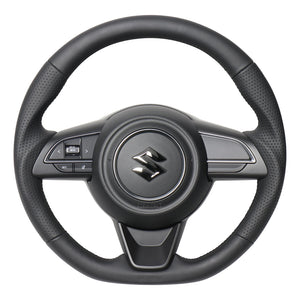REAL ORIGINAL SERIES SOFT D SHAPE ALL LEATHER BLACK EURO STITCH STEERING WHEEL FOR SUZUKI SWIFT ZC13S ZC43S ZC53S ZD53S ZC83S ZD83S  SZA-LPB-BK
