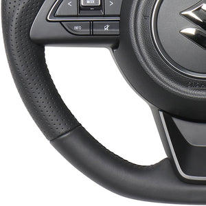 REAL ORIGINAL SERIES SOFT D SHAPE ALL LEATHER BLACK EURO STITCH STEERING WHEEL FOR SUZUKI SWIFT ZC13S ZC43S ZC53S ZD53S ZC83S ZD83S  SZA-LPB-BK