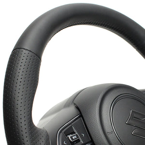 REAL ORIGINAL SERIES SOFT D SHAPE ALL LEATHER BLACK EURO STITCH STEERING WHEEL FOR SUZUKI SWIFT ZC13S ZC43S ZC53S ZD53S ZC83S ZD83S  SZA-LPB-BK