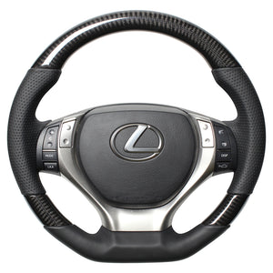 REAL ORIGINAL SERIES D SHAPE BLACK CARBON BLACK EURO STITCH STEERING WHEEL FOR LEXUS RX 10 : KOUKI  GS-BKC-BK