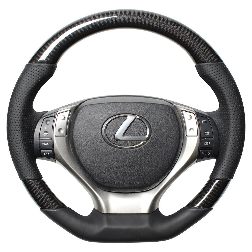 REAL ORIGINAL SERIES D SHAPE BLACK CARBON BLACK EURO STITCH STEERING WHEEL FOR LEXUS GS 10 : ZENKI  GS-BKC-BK
