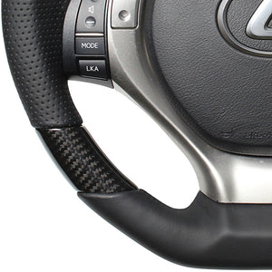 REAL ORIGINAL SERIES D SHAPE BLACK CARBON BLACK EURO STITCH STEERING WHEEL FOR LEXUS RX HYBRID 10 : KOUKI  GS-BKC-BK