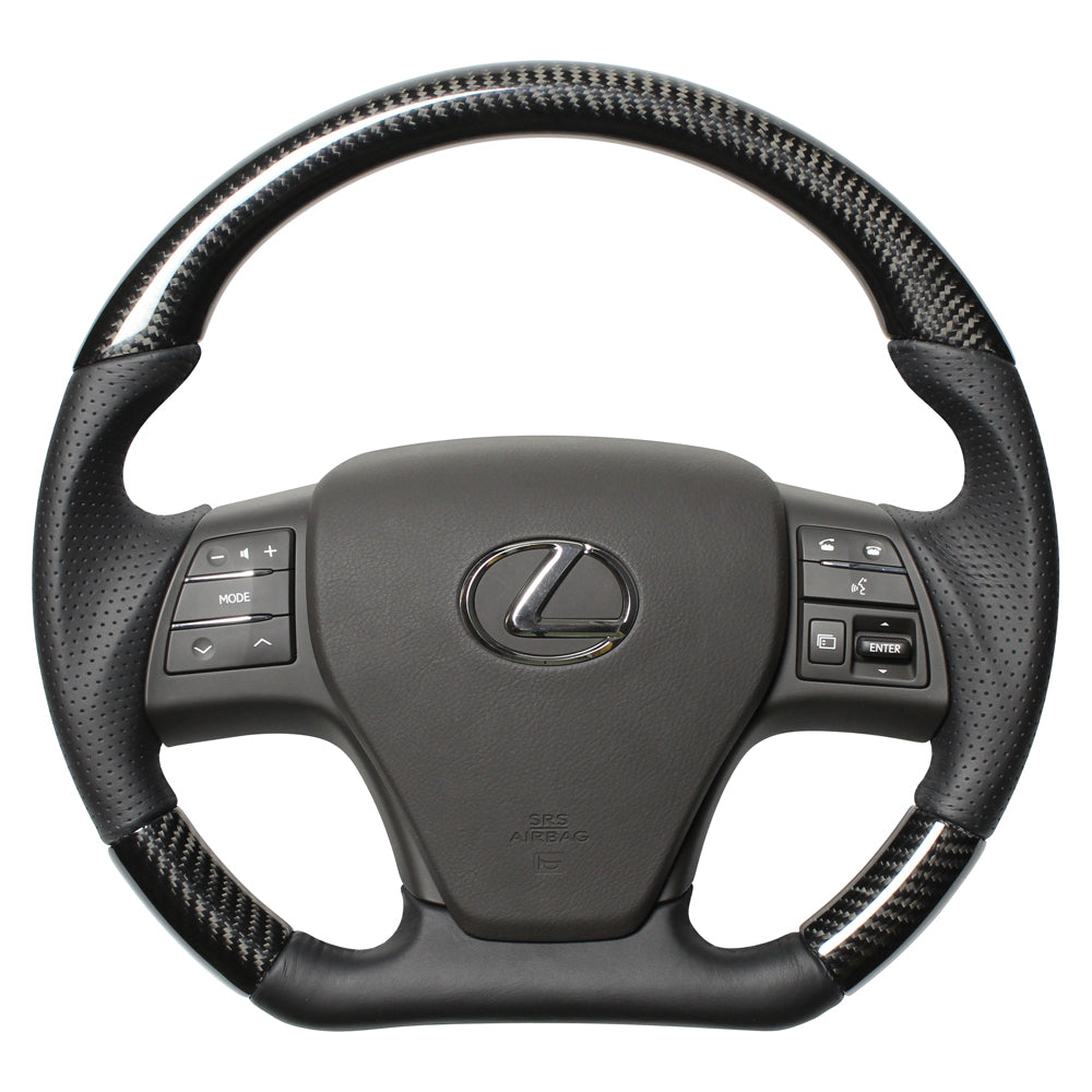 REAL ORIGINAL SERIES D SHAPE BLACK CARBON BLACK EURO STITCH STEERING WHEEL FOR LEXUS RX HYBRID 10 : ZENKI  RX-BKC-BK