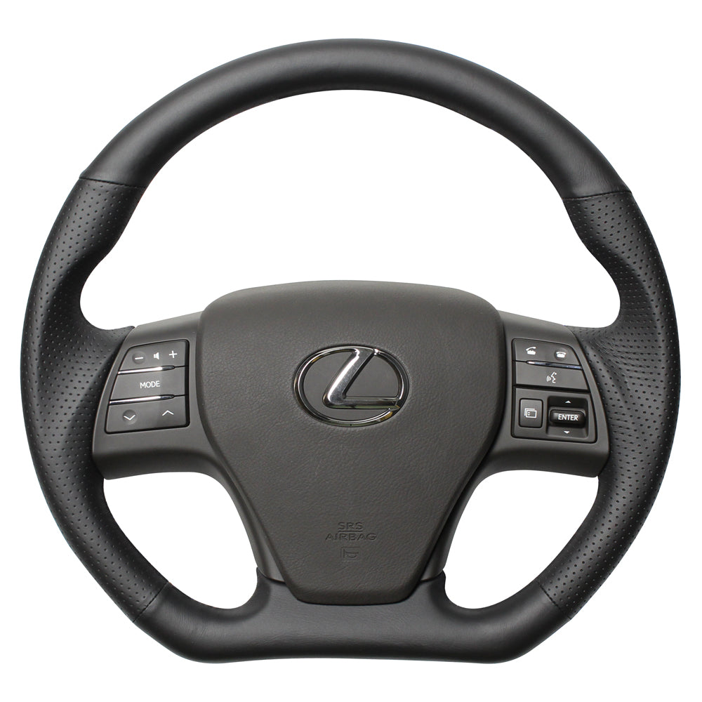 REAL ORIGINAL SERIES D SHAPE ALL LEATHER BLACK EURO STITCH STEERING WHEEL FOR LEXUS RX 10 : ZENKI  RX-LPB-BK