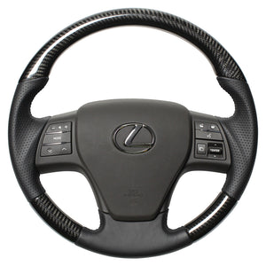 REAL ORIGINAL SERIES ROUND SHAPE BLACK CARBON BLACK EURO STITCH STEERING WHEEL FOR LEXUS RX 10 : ZENKI  RXR-BKC-BK