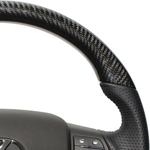 REAL ORIGINAL SERIES ROUND SHAPE BLACK CARBON BLACK EURO STITCH STEERING WHEEL FOR LEXUS HS 10  RXR-BKC-BK