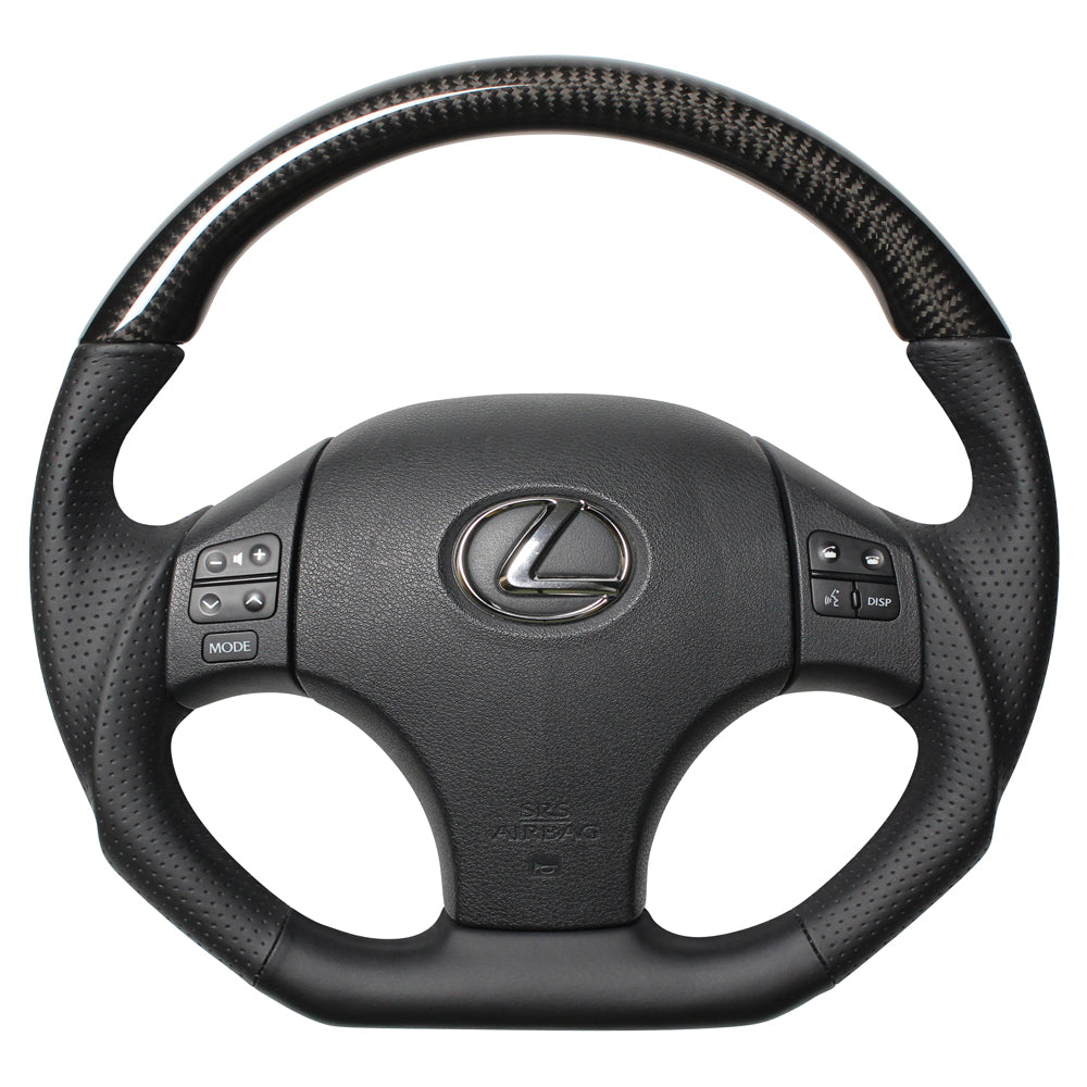 REAL ORIGINAL SERIES D SHAPE BLACK CARBON BLACK EURO STITCH STEERING WHEEL FOR LEXUS IS 20  IS-BKC-BK