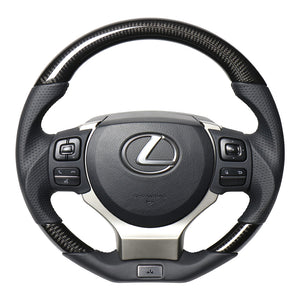 REAL LEXUS SERIES D SHAPE BLACK CARBON BLACK EURO STITCH STEERING WHEEL FOR LEXUS RC F 10 : KOUKI  LXB-BKC-BK