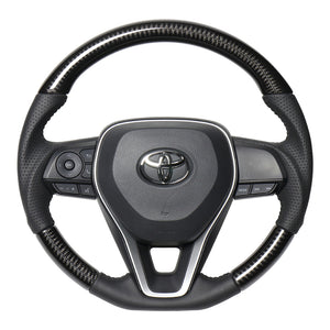 REAL ORIGINAL SERIES SOFT D SHAPE BLACK CARBON BLACK STITCH STEERING WHEEL FOR TOYOTA COROLLA CROSS 10  TYA-BKC