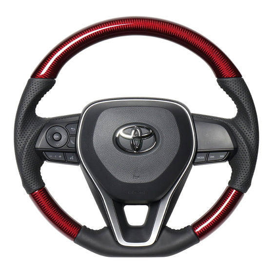 REAL ORIGINAL SERIES SOFT D SHAPE RED CARBON BLACK STITCH STEERING WHEEL FOR TOYOTA CROWN 220  TYA-RDC