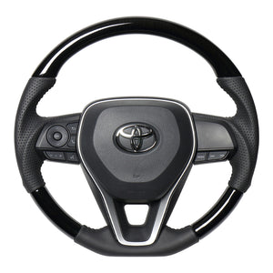 REAL ORIGINAL SERIES SOFT D SHAPE 38B BLACK WOOD BLACK STITCH STEERING WHEEL FOR TOYOTA COROLLA SPORT 210  TYA-38BBKW