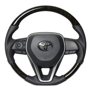 REAL ORIGINAL SERIES SOFT D SHAPE 55 BLACK WOOD BLACK STITCH STEERING WHEEL FOR TOYOTA COROLLA SPORT 210  TYA-55BKW