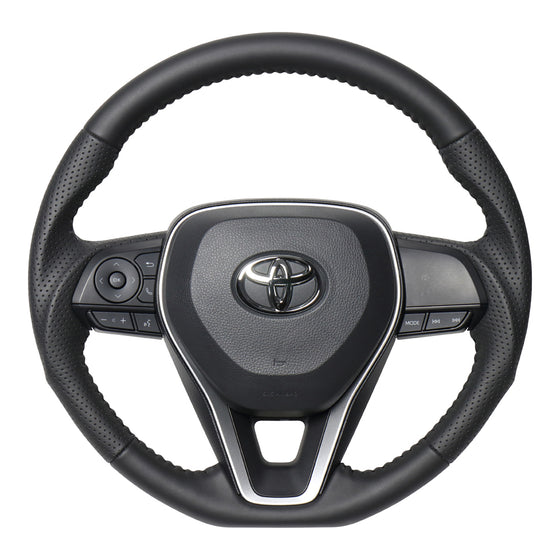 REAL ORIGINAL SERIES SOFT D SHAPE ALL LEATHER BLACK STITCH STEERING WHEEL FOR TOYOTA CROWN 220  TYA-LPB