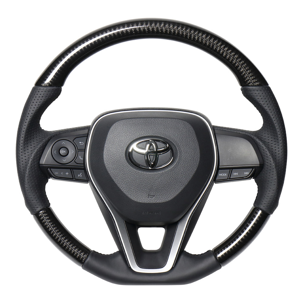 REAL PREMIUM SERIES SOFT D SHAPE BLACK CARBON BLACK EURO STITCH STEERING WHEEL FOR TOYOTA COROLLA SPORT 210  TYAP-BKC