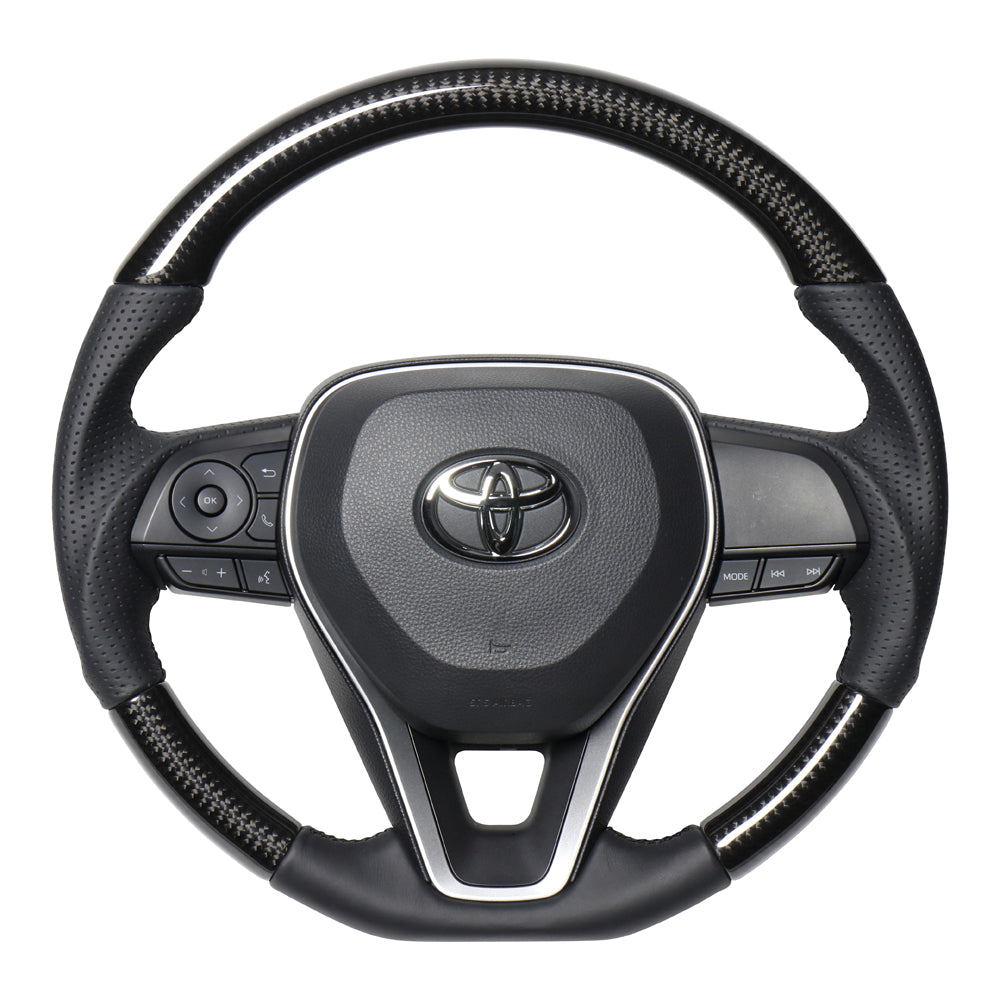 REAL PREMIUM SERIES SOFT D SHAPE BLACK CARBON BLACK EURO STITCH STEERING WHEEL FOR TOYOTA CAMRY 70  TYAP-BKC