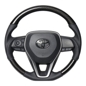 REAL PREMIUM SERIES SOFT D SHAPE BLACK CARBON BLACK EURO STITCH STEERING WHEEL FOR TOYOTA CAMRY 70  TYAP-BKC