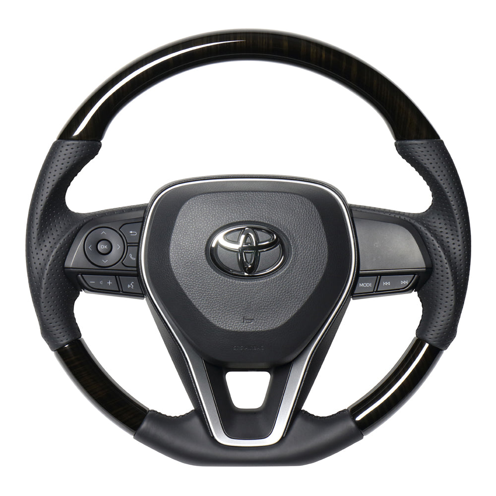 REAL PREMIUM SERIES SOFT D SHAPE 55 BLACK WOOD BLACK EURO STITCH STEERING WHEEL FOR TOYOTA RAV4 50 NOT PHV TYAP-55BKW
