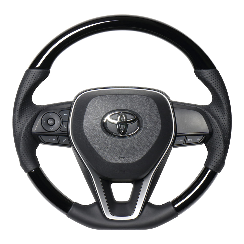 REAL PREMIUM SERIES SOFT D SHAPE PIANO BLACK BLACK EURO STITCH STEERING WHEEL FOR TOYOTA COROLLA CROSS 10  TYAP-PBW