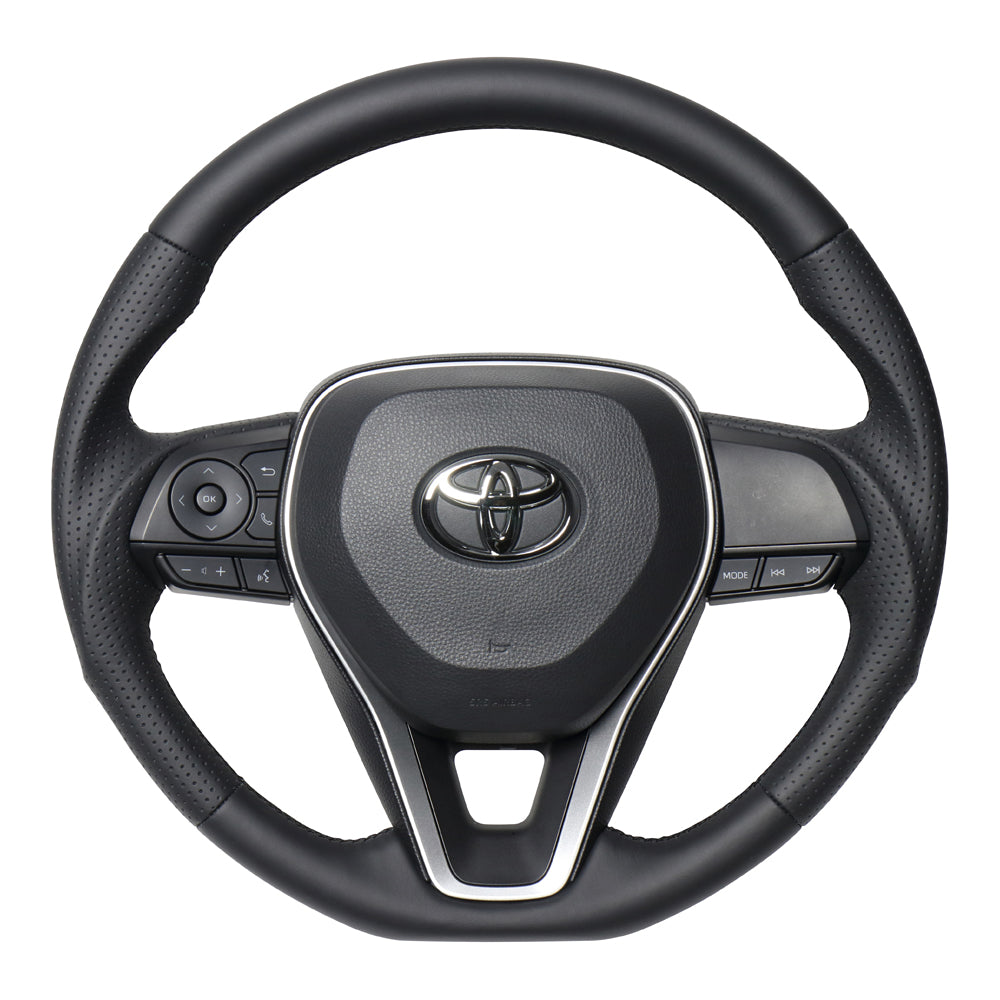 REAL PREMIUM SERIES SOFT D SHAPE NAPPA ALL LEATHER BLACK EURO STITCH STEERING WHEEL FOR TOYOTA COROLLA 210  TYAP-LPB