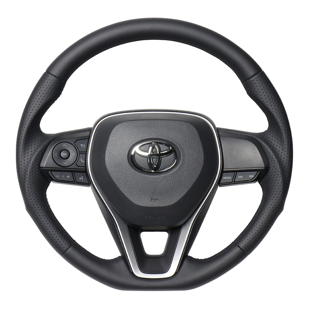 REAL PREMIUM SERIES SOFT D SHAPE NAPPA ALL LEATHER BLACK EURO STITCH STEERING WHEEL FOR DAIHATSU ALTIS 70  TYAP-LPB