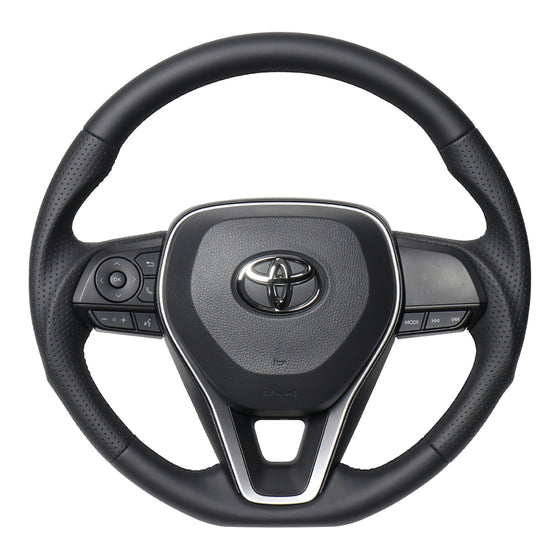 REAL PREMIUM SERIES SOFT D SHAPE NAPPA ALL LEATHER BLACK EURO STITCH STEERING WHEEL FOR TOYOTA CROWN 220  TYAP-LPB