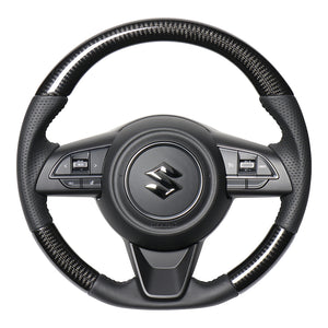 REAL ORIGINAL SERIES SOFT D SHAPE BLACK CARBON BLACK STITCH STEERING WHEEL FOR SUZUKI JIMNY JB64W  SZB-BKC-BK