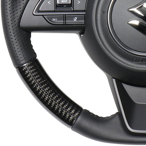 REAL ORIGINAL SERIES SOFT D SHAPE BLACK CARBON BLACK STITCH STEERING WHEEL FOR SUZUKI JIMNY JB64W  SZB-BKC-BK