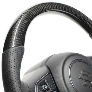 REAL ORIGINAL SERIES SOFT D SHAPE BLACK CARBON BLACK STITCH STEERING WHEEL FOR SUZUKI JIMNY JB64W  SZB-BKC-BK