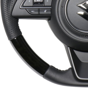 REAL ORIGINAL SERIES SOFT D SHAPE BLACK WOOD BLACK STITCH STEERING WHEEL FOR SUZUKI JIMNY JB64W  SZB-BKW-BK