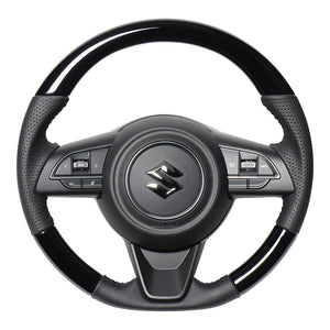 REAL ORIGINAL SERIES SOFT D SHAPE PIANO BLACK BLACK STITCH STEERING WHEEL FOR SUZUKI JIMNY JB64W  SZB-PBW-BK