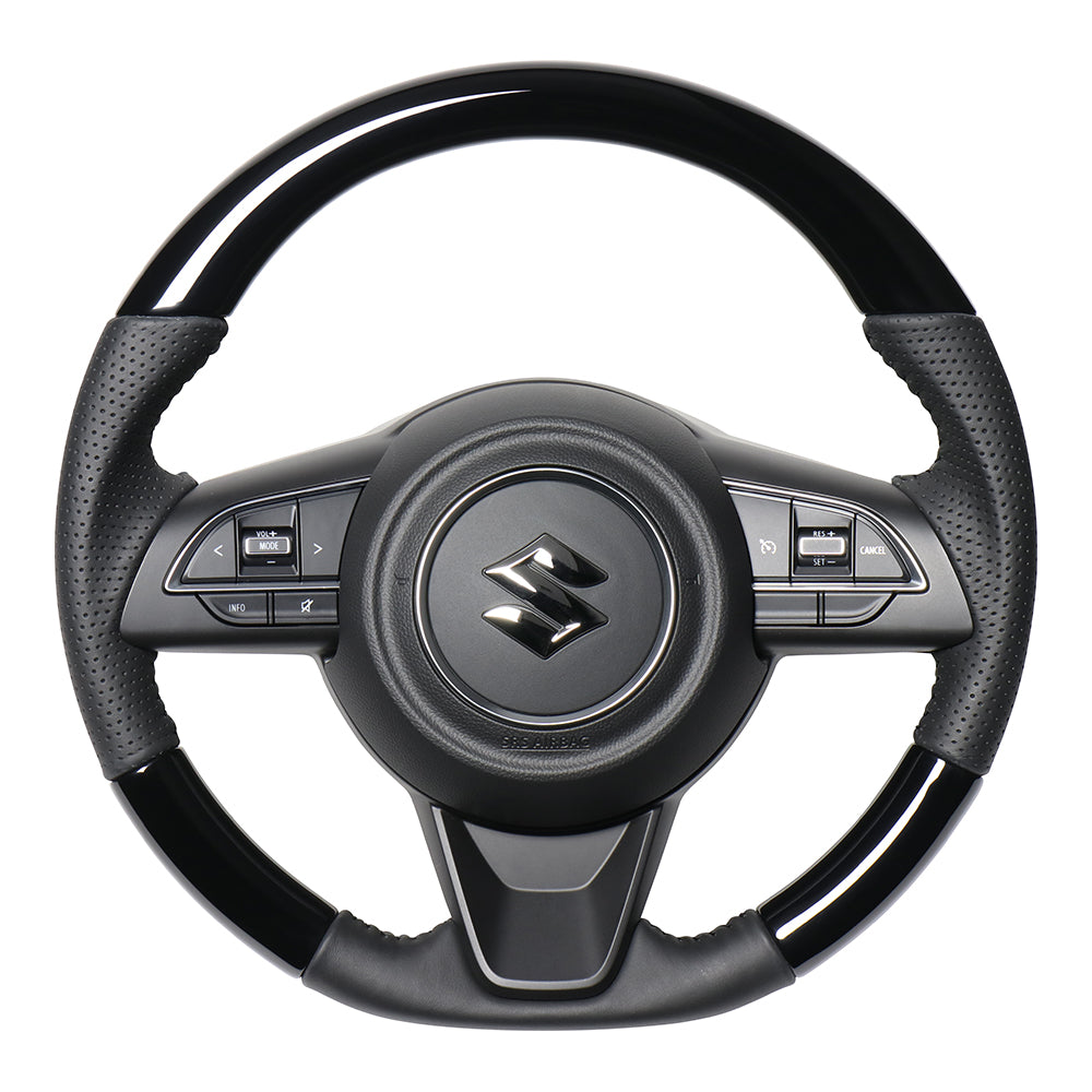REAL ORIGINAL SERIES SOFT D SHAPE PIANO BLACK BLACK STITCH STEERING WHEEL FOR SUZUKI JIMNY SIERRA JB74W  SZB-PBW-BK