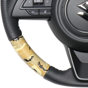 REAL ORIGINAL SERIES SOFT D SHAPE BEIGE CAMOUFLAGE PRINT BLACK STITCH STEERING WHEEL FOR SUZUKI JIMNY SIERRA JB74W  SZB-BGT-BK